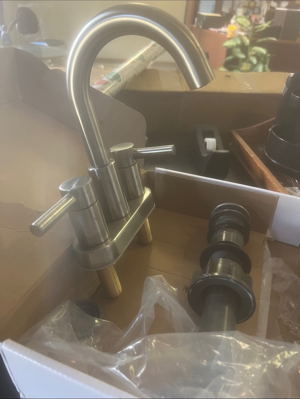 3-Hole Two-Handle Kitchen Faucet in Brushed Silver